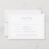 Elegant Blue Double Frame Wedding RSVP Card (正面)