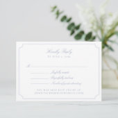 Elegant Blue Double Frame Wedding RSVP Card (スタンド正面)