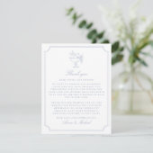 Elegant Blue Double Frame Wedding Thank You Card セーブザデート (スタンド正面)