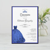 Elegant blue dress 15th birthday Quinceanera 招待状 (スタンド正面)