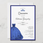 Elegant blue dress 15th birthday Quinceanera 招待状 (正面)