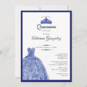 Elegant blue dress 15th birthday Quinceanera 招待状 (正面)