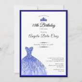 Elegant blue dress 18th birthday debut 招待状 (正面)