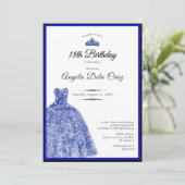 Elegant blue dress 18th birthday debut 招待状 (スタンド正面)