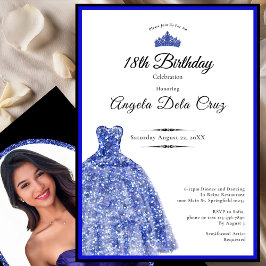 Elegant blue dress 18th birthday debut 招待状