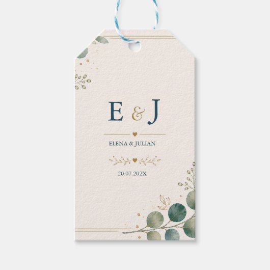 Elegant Blue Eucalyptus ギフトタグ (正面)