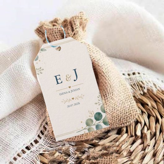 Elegant Blue Eucalyptus ギフトタグ
