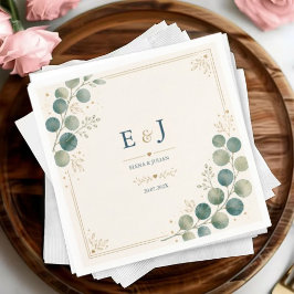 Elegant Blue Eucalyptus スタンダードカクテルナプキン