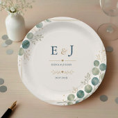Elegant Blue Eucalyptus ペーパープレート