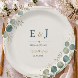 Elegant Blue Eucalyptus ペーパープレート