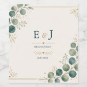 Elegant Blue Eucalyptus ワインラベル (シングルラベル)