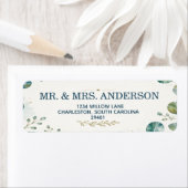 Elegant Blue Eucalyptus Address Label ラベル (インサイチュ)