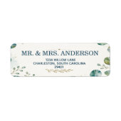 Elegant Blue Eucalyptus Address Label ラベル (正面)