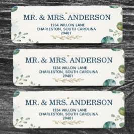Elegant Blue Eucalyptus Address Label ラベル