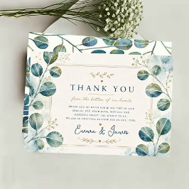 Elegant Blue Eucalyptus Watercolor サンキューカード