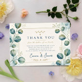 Elegant Blue Eucalyptus Watercolor サンキューカード