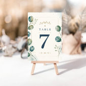 Elegant Blue Eucalyptus Watercolor テーブルナンバー