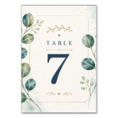 Elegant Blue Eucalyptus Watercolor テーブルナンバー (正面)