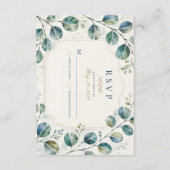 Elegant Blue Eucalyptus Watercolor 出欠カード (正面)