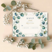 Elegant Blue Eucalyptus Watercolor 出欠カード