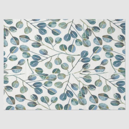 Elegant Blue Eucalyptus Watercolor 薄葉紙 (正面)