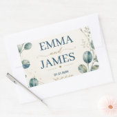 Elegant Blue Eucalyptus Watercolor 長方形シール (封筒)