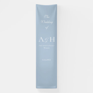 Elegant Blue Fabric Wedding Welcome Banner 横断幕