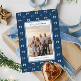 Elegant Blue Family Christmas Card カード