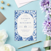 Elegant Blue Floral アクリル招待状 (インサイチュ (ウェディング))