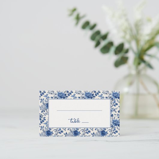 Elegant Blue Floral プレイスカード (スタンド正面)