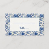 Elegant Blue Floral プレイスカード (正面)