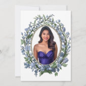 Elegant Blue Floral 18th Birthday Debut 招待状 (裏面)