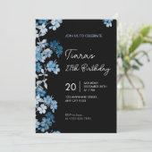 Elegant Blue Floral 27th Birthday Party Invitation 招待状 (スタンド正面)
