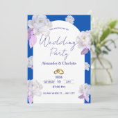 Elegant Blue Floral Arch Wedding Invitation 招待状 (スタンド正面)