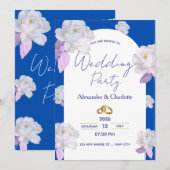 Elegant Blue Floral Arch Wedding Invitation 招待状 (正面/裏面)