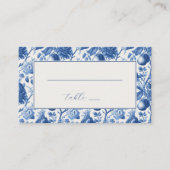 Elegant Blue Floral Border プレイスカード (正面)