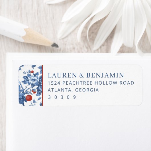 Elegant Blue Floral Border ラベル (インサイチュ)