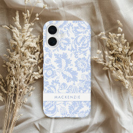 Elegant Blue Floral Botanical iPhone 16ケース