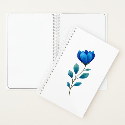 Elegant Blue Floral Botanical Spiral Notebook ノートブック (内側)