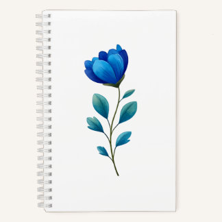 Elegant Blue Floral Botanical Spiral Notebook ノートブック