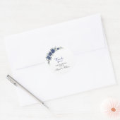 Elegant Blue Floral & Botanical Wedding Stickers  ラウンドシール (封筒)