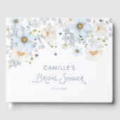 Elegant Blue Floral Bridal Bridal Shower ゲストブック (正面)