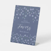 Elegant Blue Floral Bridal Shower Favor Table Sign 台座サイン (正面)