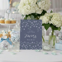 Elegant Blue Floral Bridal Shower Favor Table Sign 台座サイン