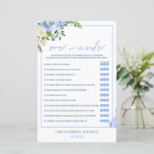 Elegant Blue Floral Bridal Shower Game Printed (スタンド正面)