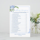 Elegant Blue Floral Bridal Shower Game Printed (スタンド正面)