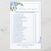 Elegant Blue Floral Bridal Shower Game Printed (正面)