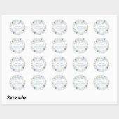 Elegant Blue Floral Bridal Shower Round Sticker ラウンドシール (シート)