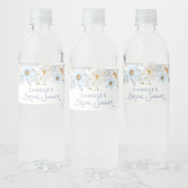 Elegant Blue Floral Bridal Shower Water Bottle ペットボトルラベル