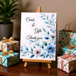 Elegant Blue Floral Cards & Gifts  台座サイン